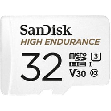 SanDisk High Endurance video microSDHC 32GB + SD Adapter Full HD / 4K video, do 100/40 MB/s C10, U3,
