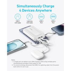 Anker Zolo Powerbank 20000 mAh, 30W z vgrajenima kabloma USB-C + Lightning, črn