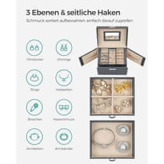 Songmics škatla za nakit z 2 predaloma in ogledalom