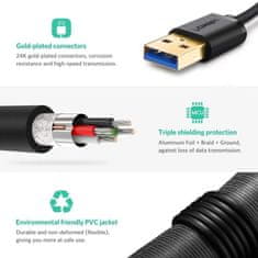Ugreen USB 3.0 kabel (M na M) črn 2 m - polybag