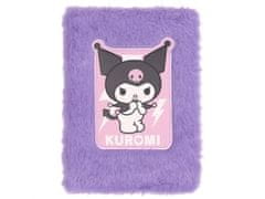 HELLO KITTY Hello Kitty KUROMI Vijolični šolski zvezek, beležnica za dekleta, plišasti linijski zvezek A5 