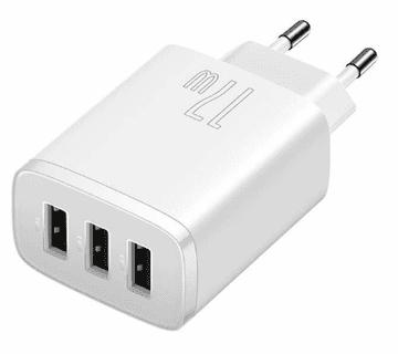BASEUS Compact hišni polnilec, 3 x USB 17W, bel (CCXJ020102)