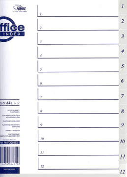 Forpus Ločilni listi A4+ PP 1-12, sivi