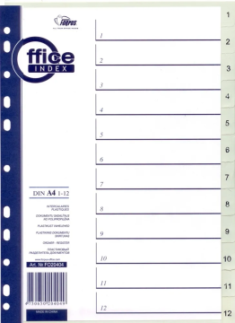 Forpus Ločilni listi A4 PP 1-12, sivi