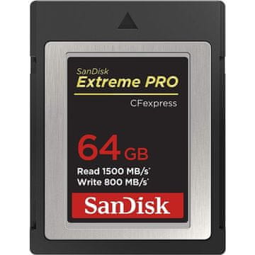 SanDisk Extreme PRO CFexpress Card Tip B, 64GB, 1500MB/s Branje, 800MB/s Zapisovanje