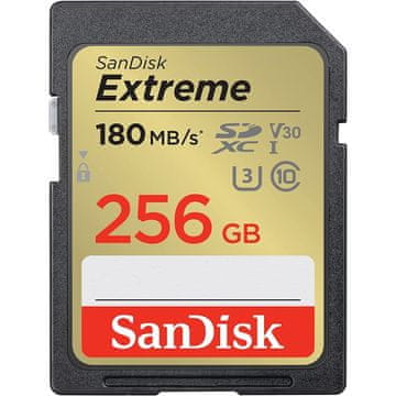 SanDisk Extreme 256GB SDXC Memory Card + 1 year RescuePRO Deluxe up to 180MB/s & 130MB/s Read/Write