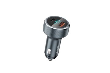 Eprim Avtopolnilec Remax RCC-215 adapter 2xUSB (USB+USB Typ C) 58W, 4,5a z ekranom - črn