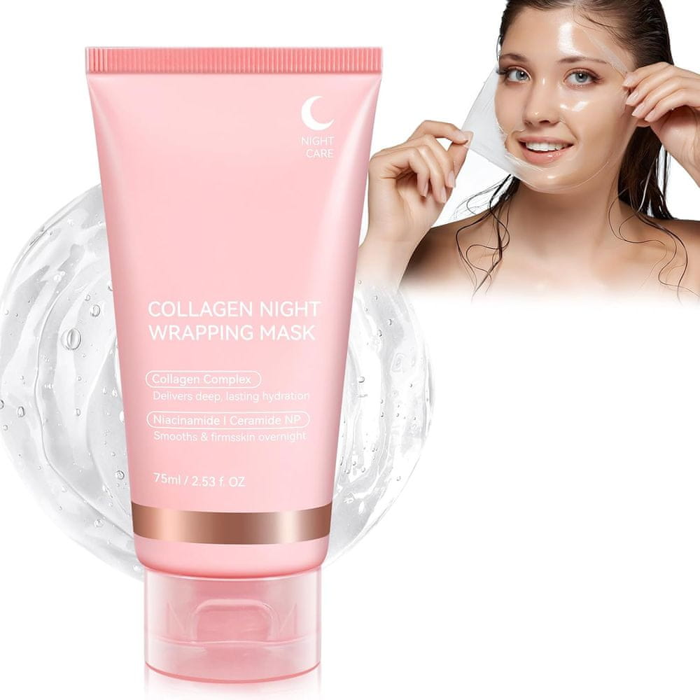 Netscroll Kolagenska nočna peel-off maska za obraz z lifting učinkom in čopičem, CollagenMask