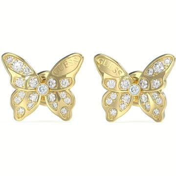 Guess Očarljivi pozlačeni uhani Butterfly Chrysalis JUBE04108JWYGT/U