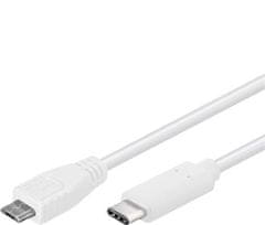 PremiumCord Kabel USB 3.1 priključek C/male - USB 2.0 Micro-B/male, bel, 0,6 m