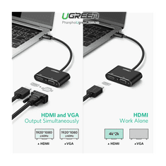 Ugreen USB-C na HDMI in VGA + PD adapter siv - box