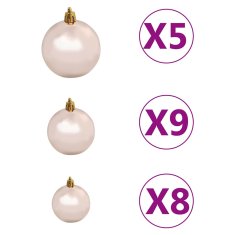 Vidaxl Umetna novoletna jelka osvetljena z bučkami 150 cm 380 vejic