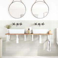 Vidaxl Stenska polica za umivalnik jeklo in trden akacijev les