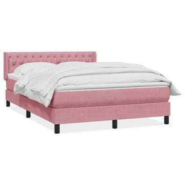 Vidaxl Box spring postelja z vzmetnico roza 140x210 cm žamet
