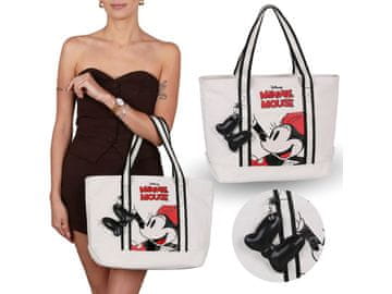 Disney Minnie Mouse Disney BEŽ ženska torba čez ramo, VELIKA shopper z obeskom za ključe MLADINSKA