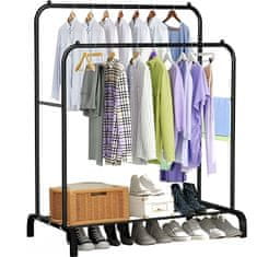 Severno Obešalnik za oblačila, kovinski, dvojni, ROCKY II, črn