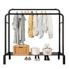 Severno Obešalnik za oblačila, kovinski, dvojni, ROCKY II, črn