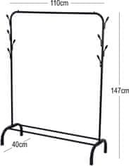 Severno Obešalnik za oblačila, kovinski, enojni, ROCKY I, črn