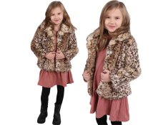 sarcia.eu Dekliški plašč z leopardjim tiskom, topla jakna iz umetnega krzna za dekleta 92cm