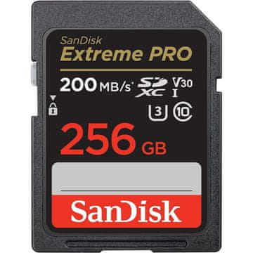 SanDisk Extreme PRO 256GB SDXC+ 2 leti RescuePRO Deluxe do 200MB/s & 140MB/s branje/zapisovanje, UHS