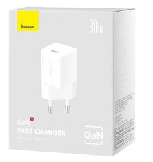 BASEUS Mini GaN5 hišni polnilec, 30W, bel (CCGN070502)