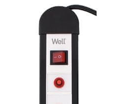 Well EXTS-6S3M-PROT-02-WL električni podaljšek s prenapetostno zaščito, 6x SCHUKO, 16A, 3500W