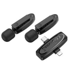 Hoco L15 brezžično lavalier mikrofon Lightning / USB-C 2ks, črna