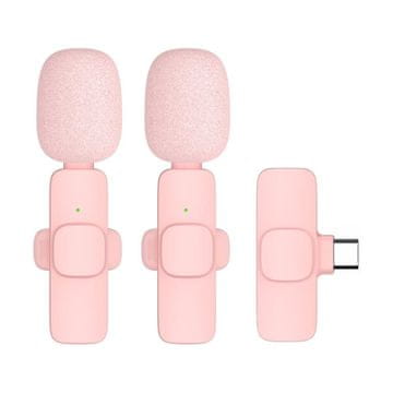 MG K1 brezžično lavalier mikrofon USB-C 2ks, roza