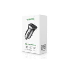 Ugreen Avtopolnilec USB + USB-C PD 18W siv - box
