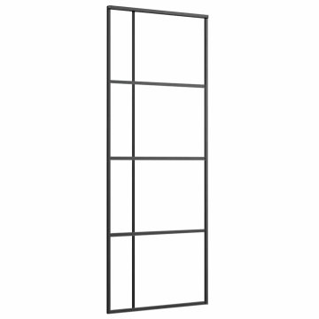 Vidaxl Drsna vrata ESG steklo in aluminij 76x205 cm črna