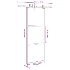 Vidaxl Drsna vrata z opremo 76x205 cm kaljeno steklo in aluminij