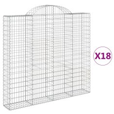Vidaxl Obokane gabion košare 18kosov 200x30x180/200cm pocinkano železo