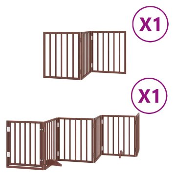 Vidaxl Ograda za pse z vrati zložljiva 9 panelov rjava 450 cm les