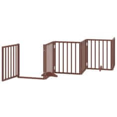 Vidaxl Ograda za pse z vrati zložljiva 9 panelov rjava 450 cm les