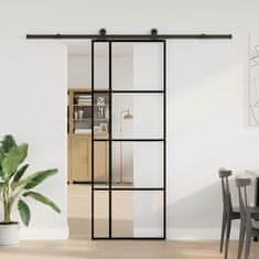 Vidaxl Drsna vrata z opremo 76x205 cm ESG steklo in aluminij