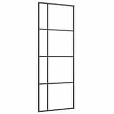 Vidaxl Drsna vrata z opremo 76x205 cm ESG steklo in aluminij