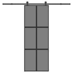 Vidaxl Drsna vrata z opremo 76x205 cm kaljeno steklo in aluminij