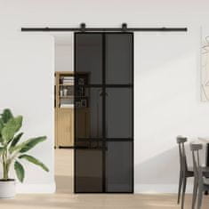 Vidaxl Drsna vrata z opremo 76x205 cm kaljeno steklo in aluminij