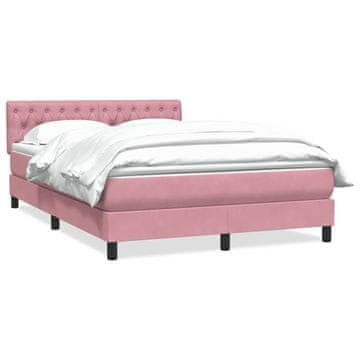 Vidaxl Box spring postelja z vzmetnico roza 140x220 cm žamet