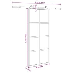 Vidaxl Drsna vrata z opremo 90x205 cm kaljeno steklo in aluminij