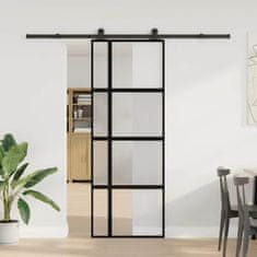 Vidaxl Drsna vrata z opremo 76x205 cm kaljeno steklo in aluminij