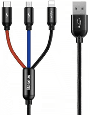 BASEUS polnilni kabel, 1,2m, USB, 3v1 Lightning/ USB-C/Mikro, 3.5A, tri barve (CAMLT-BSY01)
