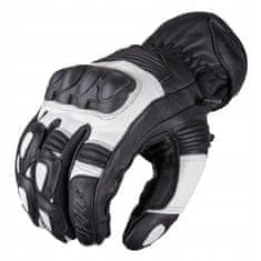 shumee MOTORISTIČNE ROKAVICE WOLF STRONG, USNJENE BANDIT, ČRNE, BELE, M