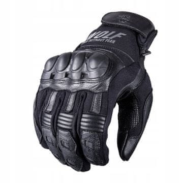 shumee UDOBNE USNJENE ROKAVICE WOLF Z ZAŠČITNIMI DELKI ČRNE 2XL