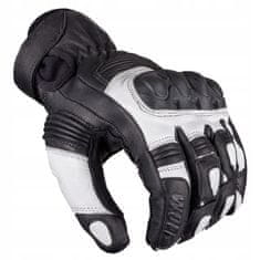 shumee MOTORISTIČNE ROKAVICE WOLF STRONG, USNJENE BANDIT, ČRNE, BELE, M