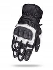 shumee MOTORISTIČNE ROKAVICE WOLF STRONG, USNJENE BANDIT, ČRNE, BELE, M