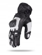 shumee MOTORISTIČNE ROKAVICE WOLF STRONG, USNJENE BANDIT, ČRNE, BELE, M