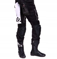 shumee WOLF UDOBNE IN TRPEŽNE MOTOCIKLERSKE HLAČE ČRNO-BELE L