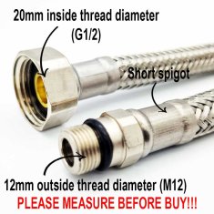 Fleksibilna jeklena pletena cev M12x1/2" dolžine 25 cm
