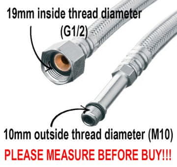 Invena Fleksibilna jeklena pletena cev 1/2"xM10"", dolžina 40 cm